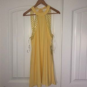 Lulus yellow tie open back dress (never worn)